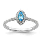 14k White Gold 1/5 Ct. Lab Grown Diamond VS/SI+ G+ and Blue Topaz December Birthstone Ring