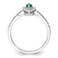 14k White Gold 1/5 Ct. Lab Grown Diamond VS/SI+ G+ and Lab Created Emerald May Birthstone Ring