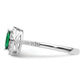 14k White Gold 1/5 Ct. Lab Grown Diamond VS/SI+ G+ and Lab Created Emerald May Birthstone Ring