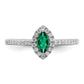 14k White Gold 1/5 Ct. Lab Grown Diamond VS/SI+ G+ and Lab Created Emerald May Birthstone Ring