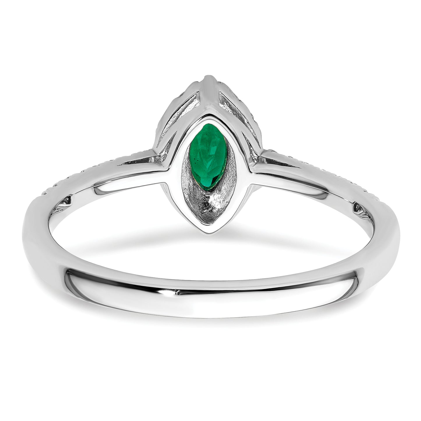 14k White Gold 1/5 Ct. Lab Grown Diamond VS/SI+ G+ and Lab Created Emerald May Birthstone Ring