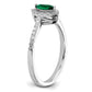 14k White Gold 1/5 Ct. Lab Grown Diamond VS/SI+ G+ and Lab Created Emerald May Birthstone Ring