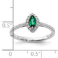 14k White Gold 1/5 Ct. Lab Grown Diamond VS/SI+ G+ and Lab Created Emerald May Birthstone Ring