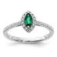 14k White Gold 1/5 Ct. Lab Grown Diamond VS/SI+ G+ and Lab Created Emerald May Birthstone Ring