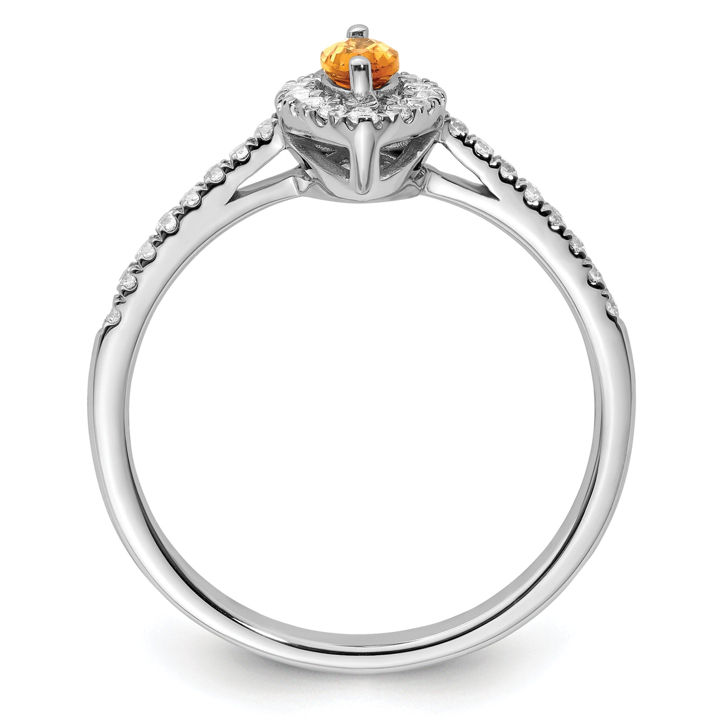 14k White Gold 1/5 Ct. Lab Grown Diamond VS/SI+ G+ and Citrine November Birthstone Ring