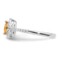 14k White Gold 1/5 Ct. Lab Grown Diamond VS/SI+ G+ and Citrine November Birthstone Ring