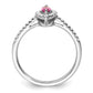 14k White Gold 1/5 Ct. Lab Grown Diamond VS/SI+ G+ and Lab Created Pink Sapphire October Birthstone Ring