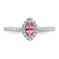 14k White Gold 1/5 Ct. Lab Grown Diamond VS/SI+ G+ and Lab Created Pink Sapphire October Birthstone Ring