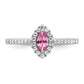 14k White Gold 1/5 Ct. Lab Grown Diamond VS/SI+ G+ and Lab Created Pink Sapphire October Birthstone Ring