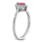 14k White Gold 1/5 Ct. Lab Grown Diamond VS/SI+ G+ and Lab Created Pink Sapphire October Birthstone Ring