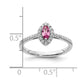 14k White Gold 1/5 Ct. Lab Grown Diamond VS/SI+ G+ and Lab Created Pink Sapphire October Birthstone Ring