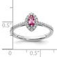 14k White Gold 1/5 Ct. Lab Grown Diamond VS/SI+ G+ and Lab Created Pink Sapphire October Birthstone Ring