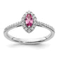 14k White Gold 1/5 Ct. Lab Grown Diamond VS/SI+ G+ and Lab Created Pink Sapphire October Birthstone Ring