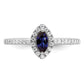 14k White Gold 1/5 Ct. Lab Grown Diamond VS/SI+ G+ and Lab Created Blue Sapphire September Birthstone Ring