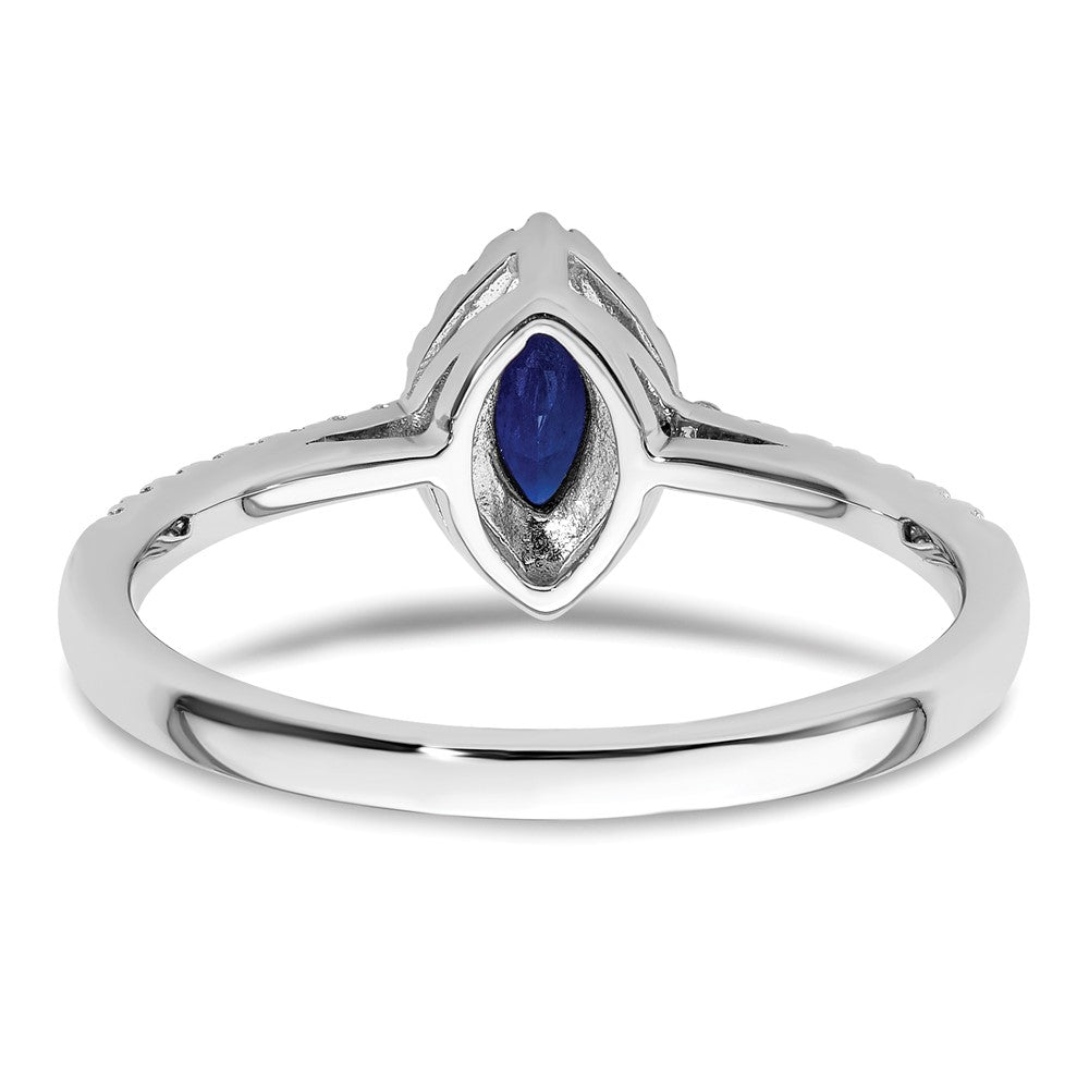 14k White Gold 1/5 Ct. Lab Grown Diamond VS/SI+ G+ and Lab Created Blue Sapphire September Birthstone Ring