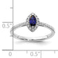 14k White Gold 1/5 Ct. Lab Grown Diamond VS/SI+ G+ and Lab Created Blue Sapphire September Birthstone Ring