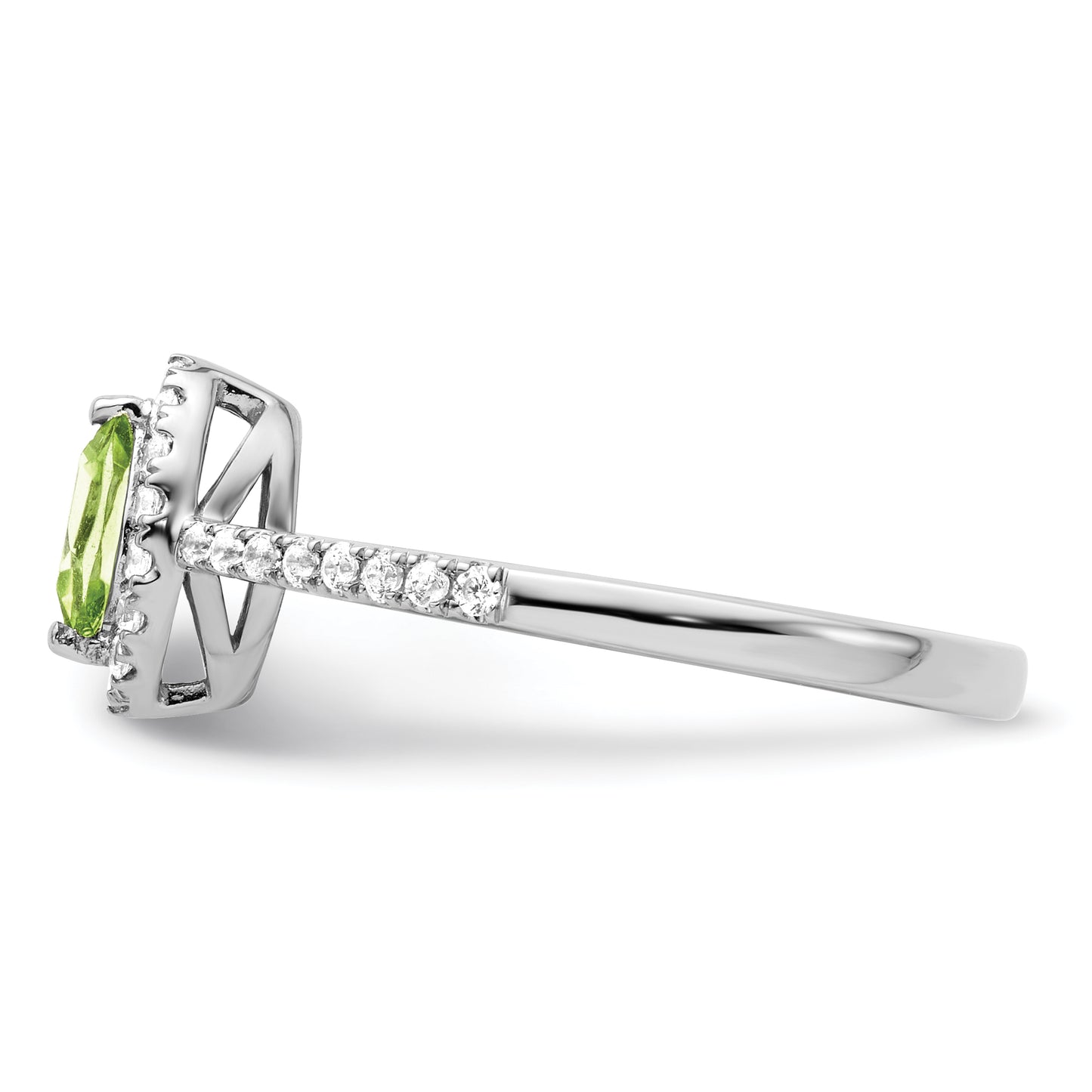 14k White Gold 1/5 Ct. Lab Grown Diamond VS/SI+ G+ and Peridot August Birthstone Ring