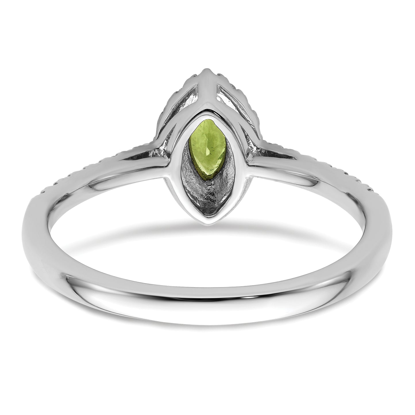 14k White Gold 1/5 Ct. Lab Grown Diamond VS/SI+ G+ and Peridot August Birthstone Ring