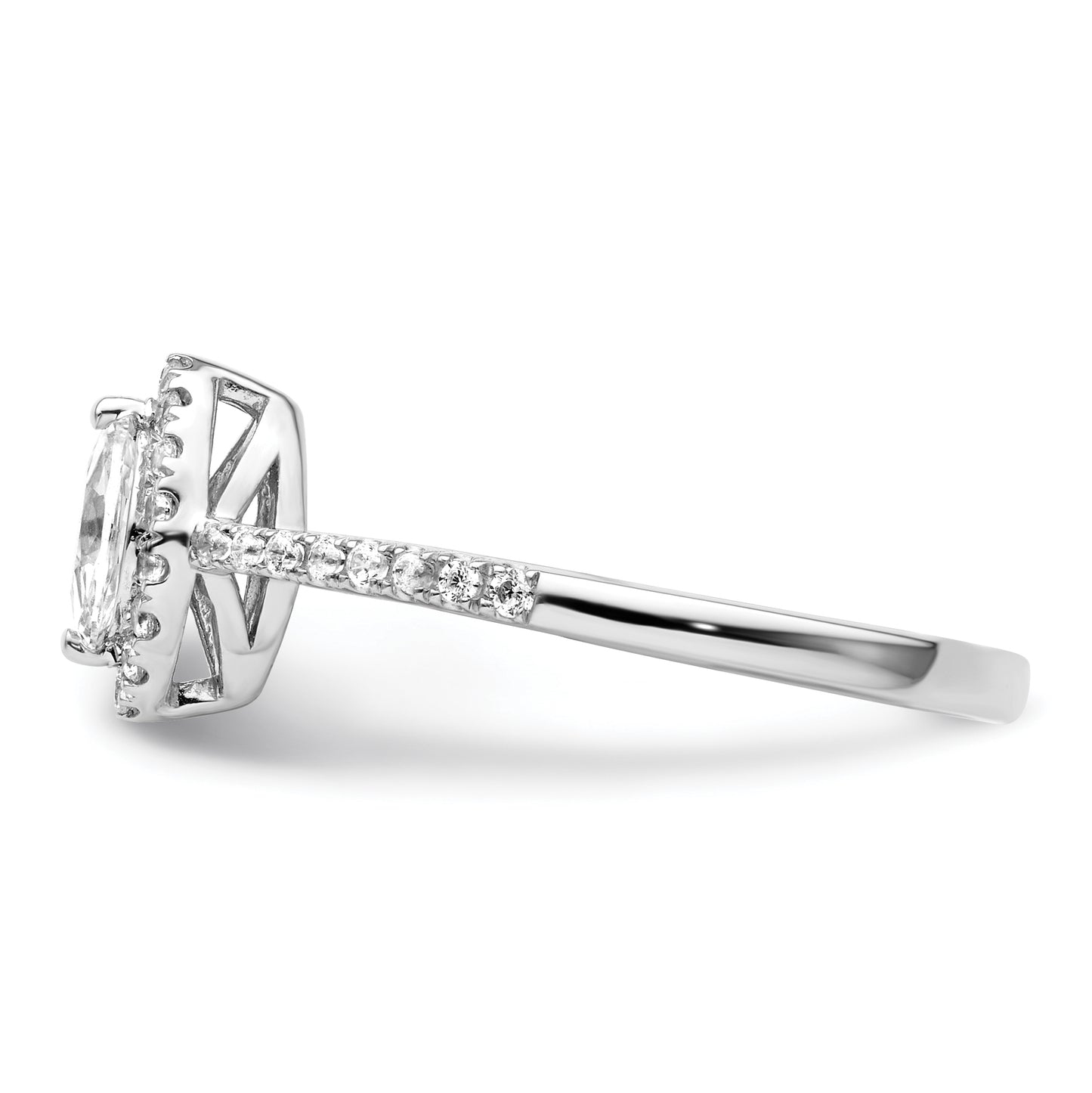 14k White Gold 1/5 Ct. Lab Grown Diamond VS/SI+ G+ and White Sapphire April Birthstone Ring