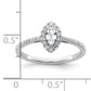 14k White Gold 1/5 Ct. Lab Grown Diamond VS/SI+ G+ and White Sapphire April Birthstone Ring