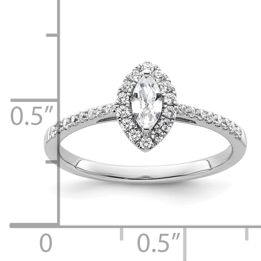 14k White Gold 1/5 Ct. Lab Grown Diamond VS/SI+ G+ and White Sapphire April Birthstone Ring