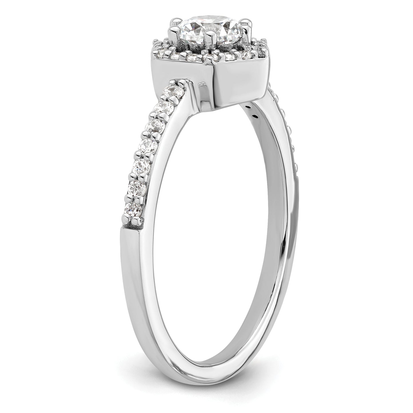 14k White Gold 5/8 Ct. Lab Grown Diamond VS/SI+ G+ Round Geometric Halo Engagement Ring