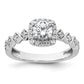 14k White Gold 3/4 Ct. Lab Grown Diamond VS/SI+ G+ Round Complete Halo Engagement Ring