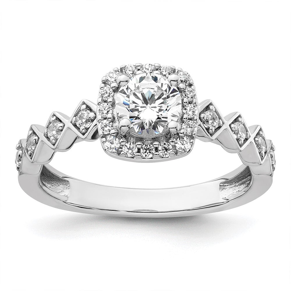 14k White Gold 3/4 Ct. Lab Grown Diamond VS/SI+ G+ Round Complete Halo Engagement Ring