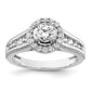 14k White Gold 1 Ct. Lab Grown Diamond VS/SI+ G+ Round Halo Engagement Ring