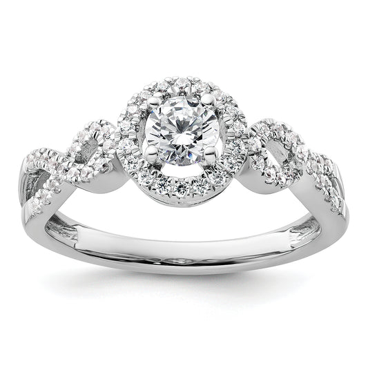 14k White Gold 5/8 Ct. Lab Grown Diamond VS/SI+ G+ Round Fancy Halo Engagement Ring