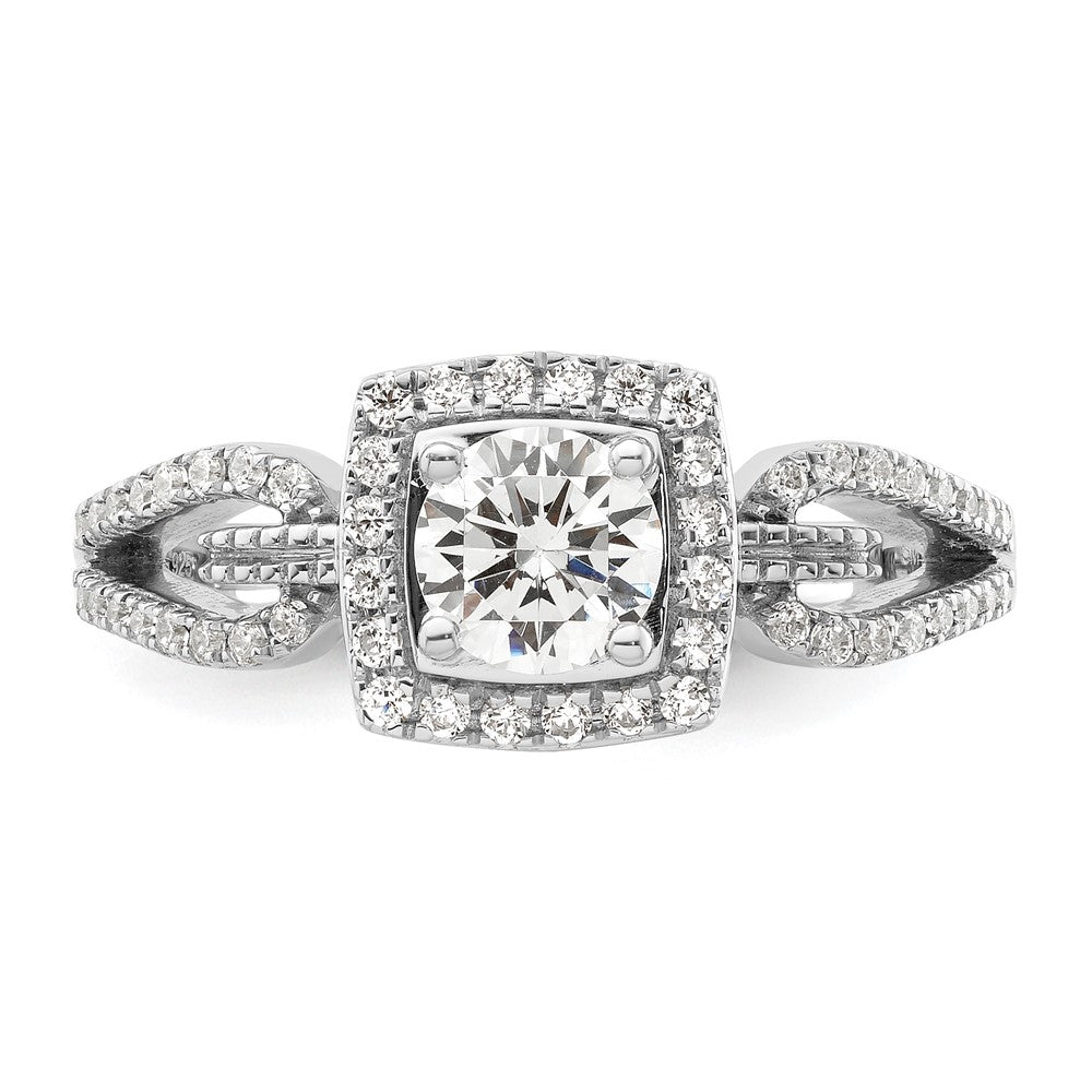 14k White Gold 3/4 Ct. Lab Grown Diamond VS/SI+ G+ Round Complete Halo Engagement Ring