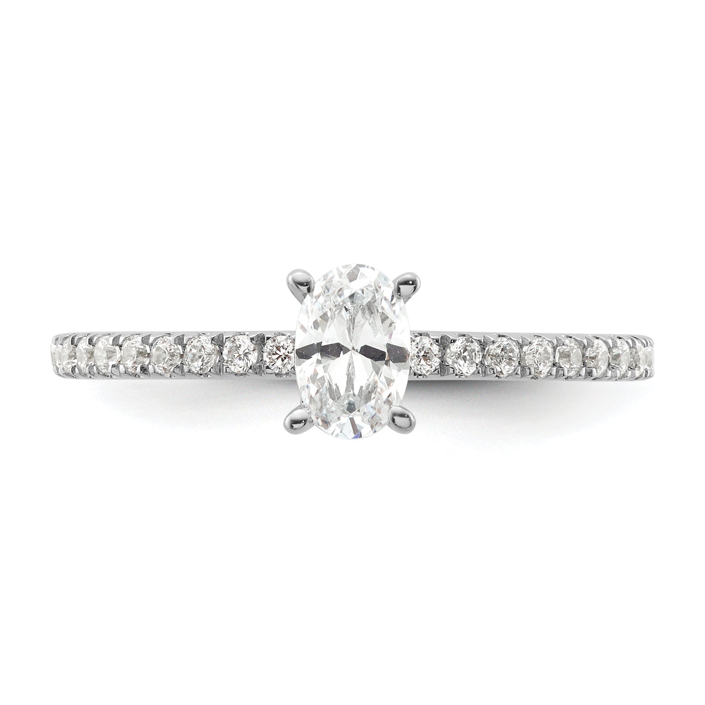 14k White Gold 3/4 Ct. Lab Grown Diamond VS/SI+ G+ Oval Shared Prong Engagement Ring