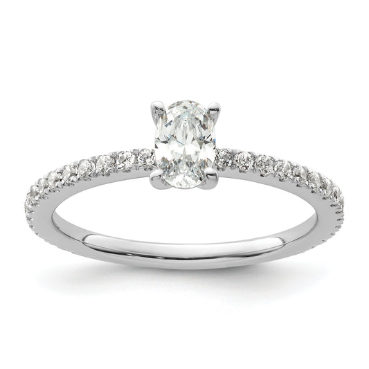 14k White Gold 3/4 Ct. Lab Grown Diamond VS/SI+ G+ Oval Shared Prong Engagement Ring