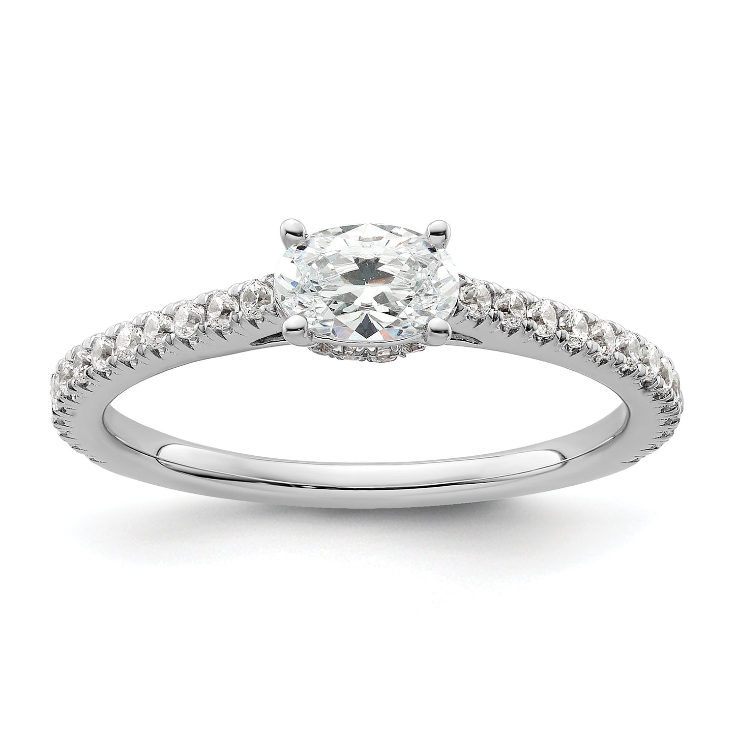 14k White Gold 3/4 Ct. Lab Grown Diamond VS/SI+ G+ East-West Oval Engagement Ring