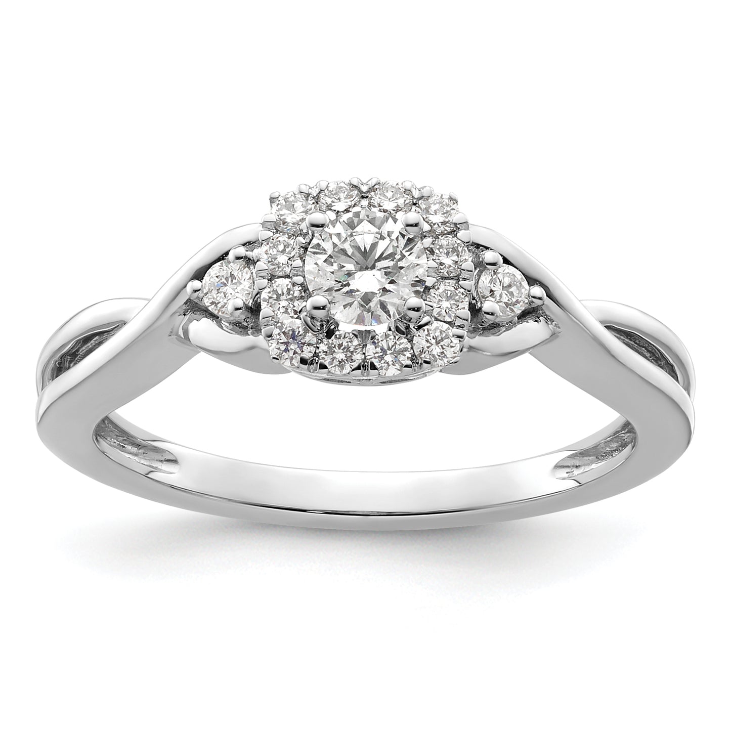 14k White Gold 1/3 Ct. Lab Grown Diamond VS/SI+ G+ Round Bypass Engagement Ring