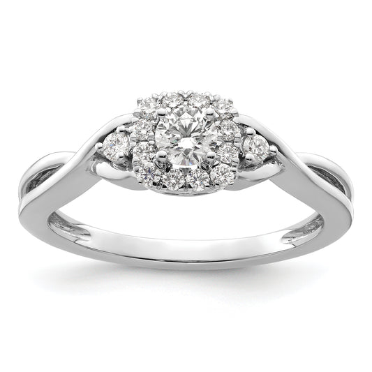 14k White Gold 1/3 Ct. Lab Grown Diamond VS/SI+ G+ Round Bypass Engagement Ring