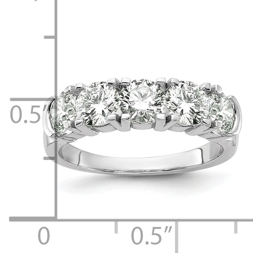 14k White Gold 1 3/4 Ct. Lab Grown Diamond VS/SI+ G+ Five Stone Band Ring