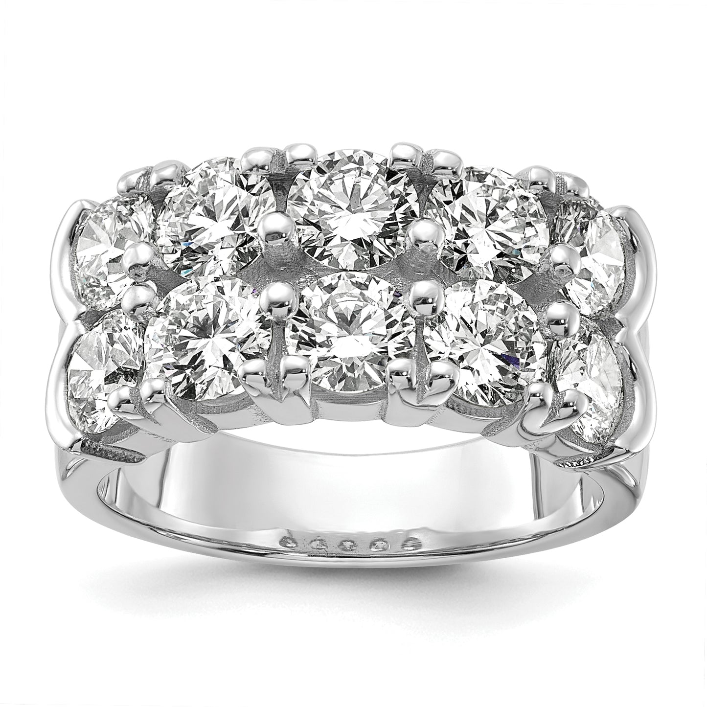 14k White Gold 3 3/8 Ct. Lab Grown Diamond VS/SI+ G+ Ten Stone Double Row Band Ring