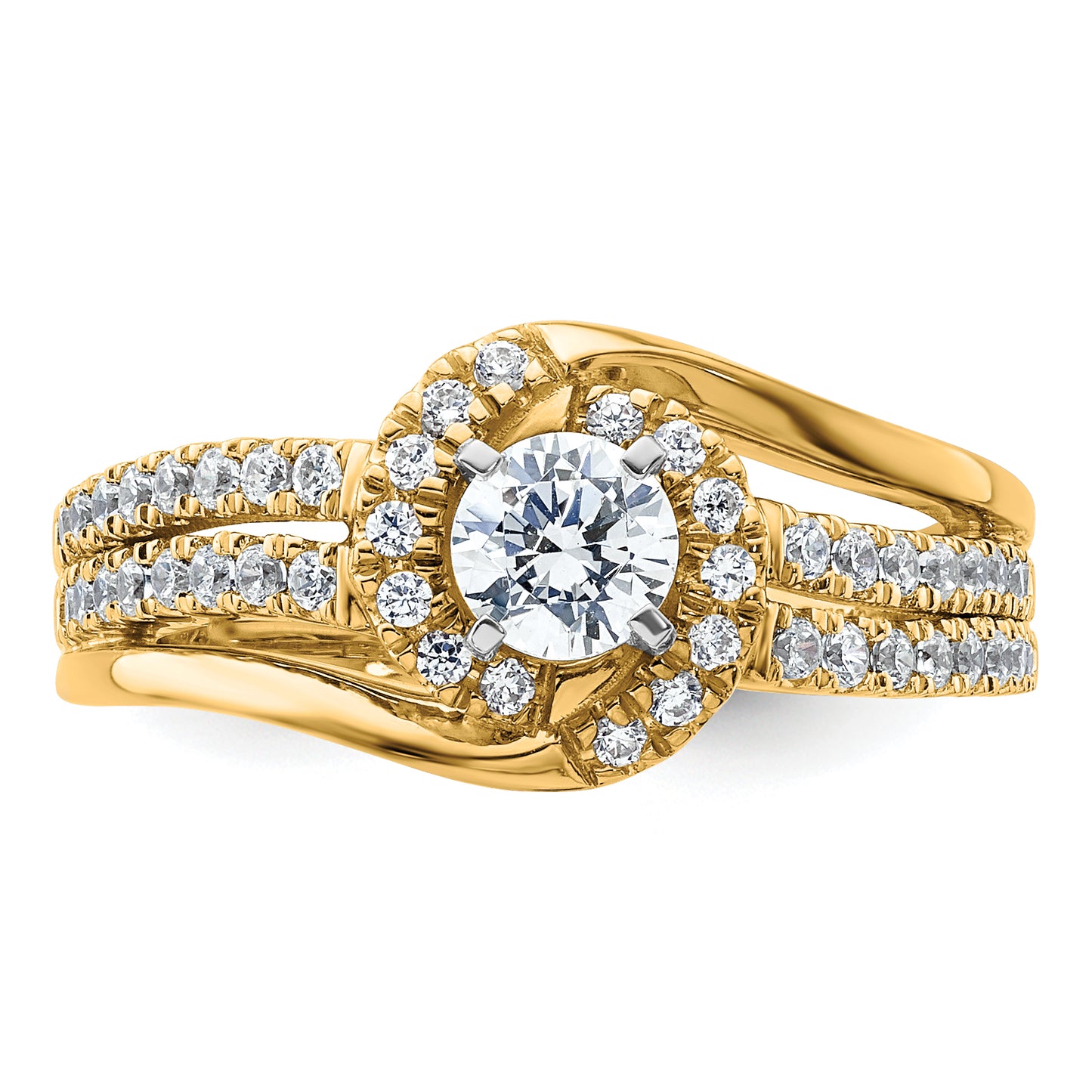 14k Yellow Gold 3/4 Ct. Lab Grown Diamond VS/SI+ G+ Round Engagement Ring