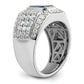 10k White Gold 1 7/8 Ct. Lab Grown Diamond VS/SI+ G+ and Lab Created Blue Sapphire Men's Ring