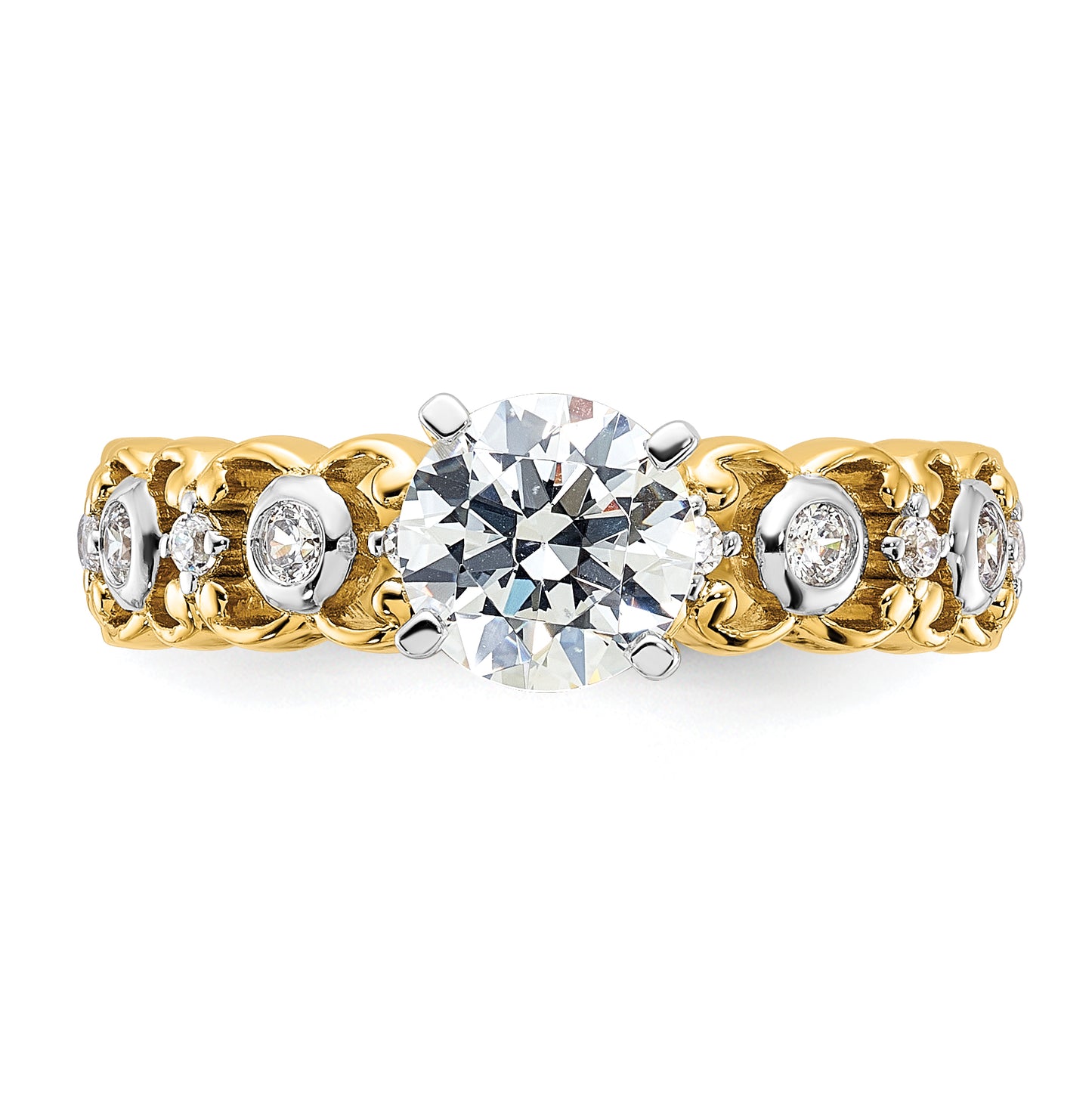 14k Yellow Gold Two Tone 1/5 Ct. Lab Grown Diamond VS/SI+ G+ Peg Set Engagement Ring