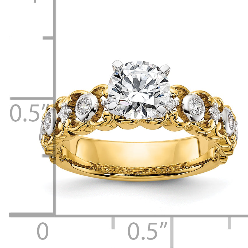 14k Yellow Gold Two Tone 1/5 Ct. Lab Grown Diamond VS/SI+ G+ Peg Set Engagement Ring