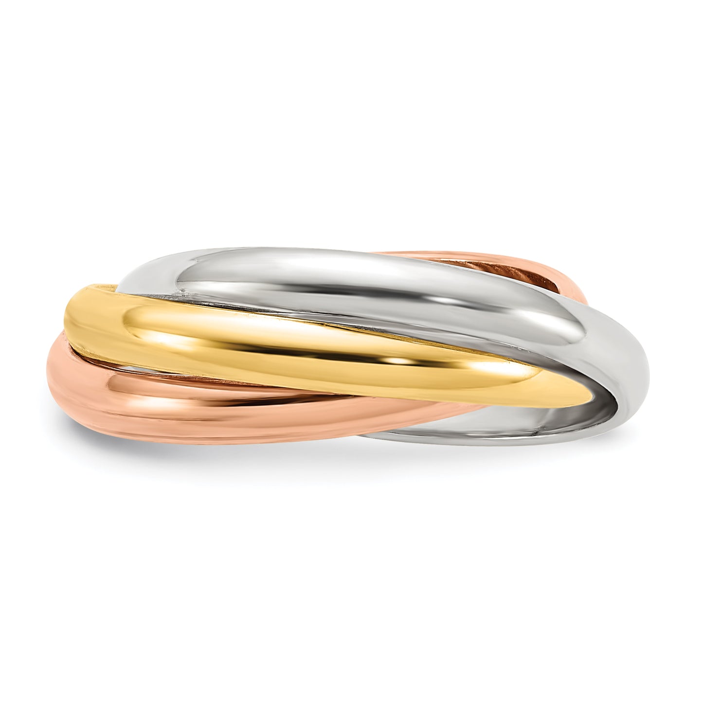 14K Tri-Color Polished Rolling Ring Size 10