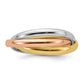 14K Tri-Color Polished Rolling Ring Size 10