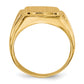 14K Yellow Gold 11.5X12.0mm Grooved Sides Open Back Diamond Men'S Signet Ring Mtg