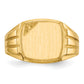 14K Yellow Gold 11.5X12.0mm Grooved Sides Open Back Diamond Men'S Signet Ring Mtg