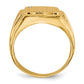 14K Yellow Gold 11.5X12.0mm Grooved Sides Open Back A Diamond Men'S Signet Ring