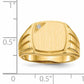 14K Yellow Gold 11.5X12.0mm Grooved Sides Open Back A Diamond Men'S Signet Ring