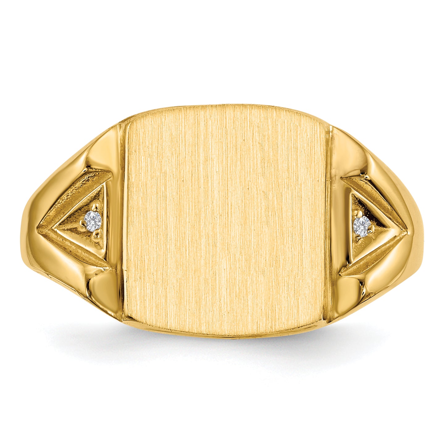 14K Yellow Gold 12.0X11.0mm Open Back A Diamond Men'S Signet Ring