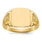 14K Yellow Gold 12.0X11.0mm Open Back A Diamond Men'S Signet Ring